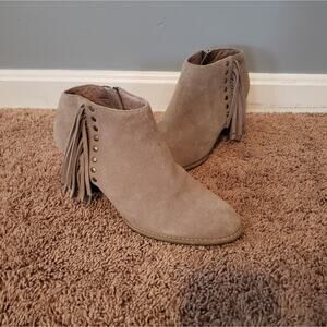 Vionic faros fringe boot heeled suede arch support comfort shoe womens 10